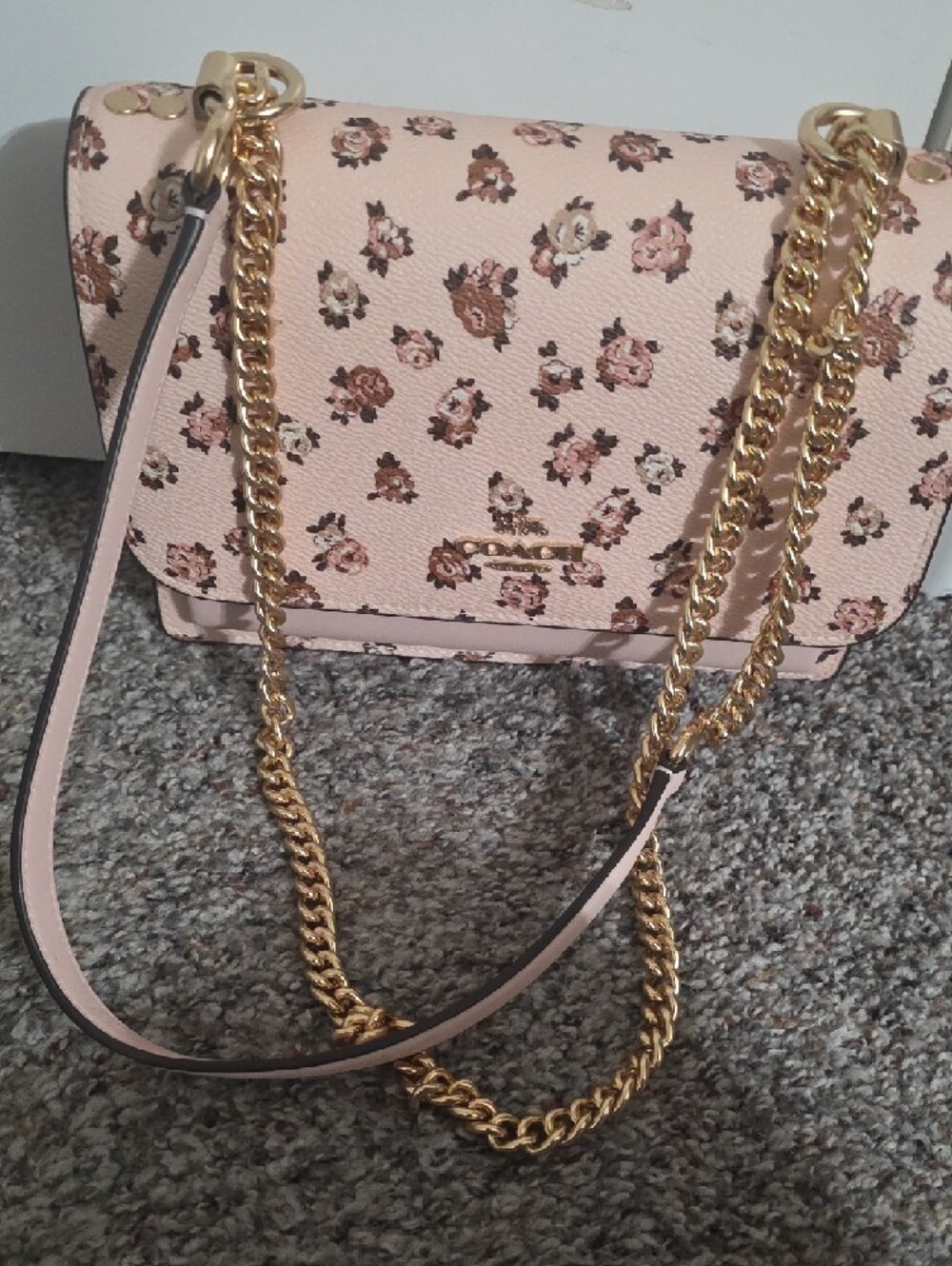 NWOT Coach Blush Pink Floral Chain Crossbody Bag - Picture 6 of 6
